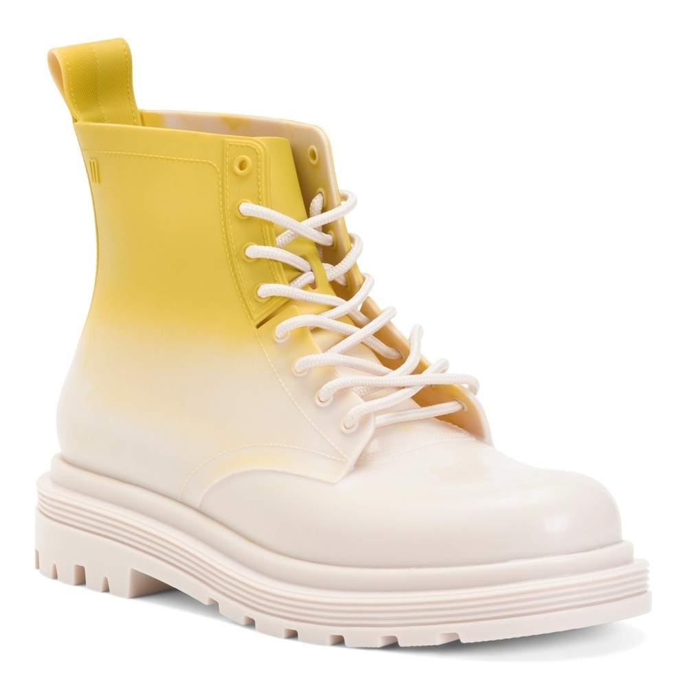MELISSA Coturno Boots Beige & Yellow Scented Rain Boots Size 9 VEGAN NEW - Picture 2 of 16